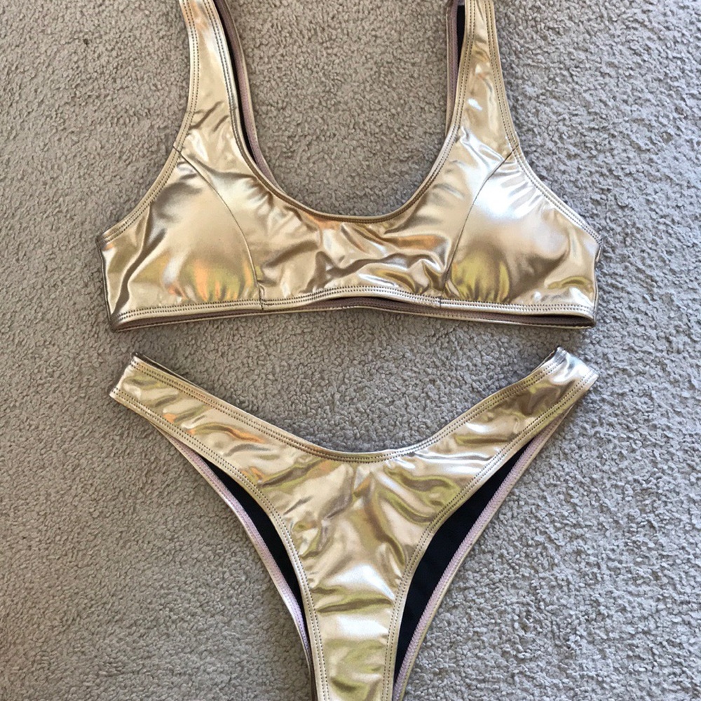 Gold metallic bikini set